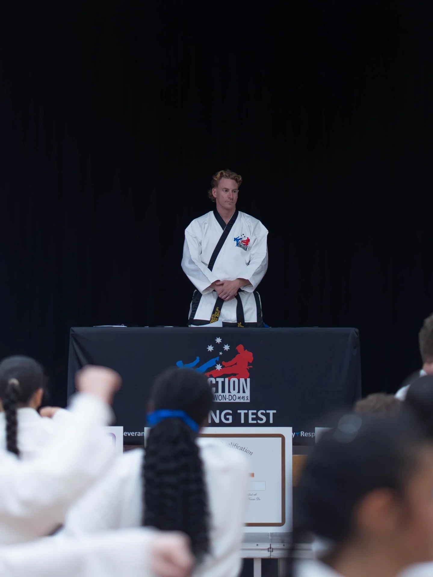 Chief Instructor Alex Benson presiding over an Action Tae Kwon-Do grading