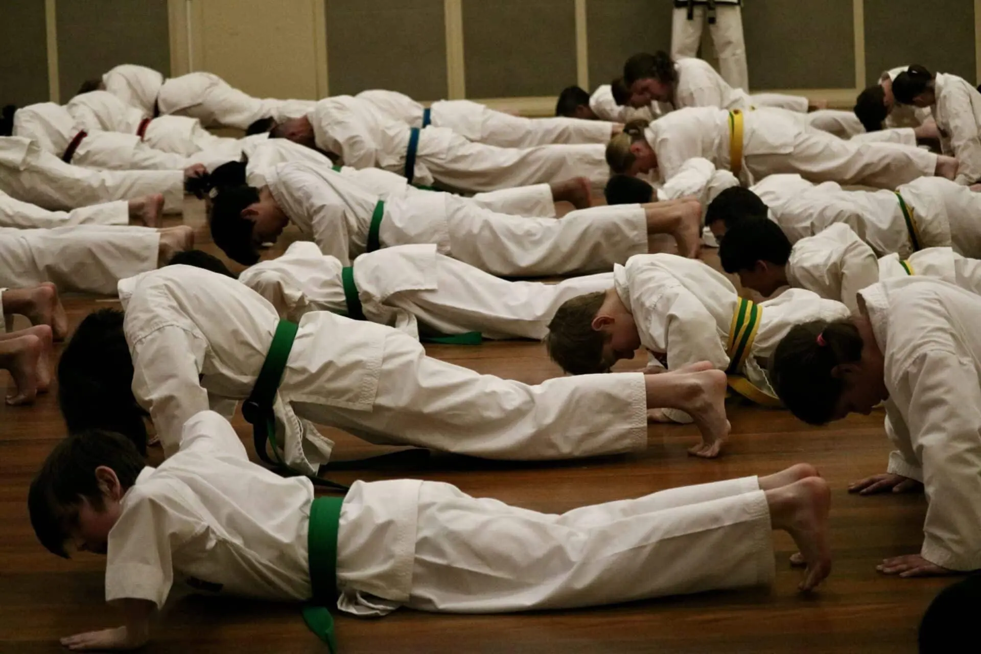 Action Tae Kwon-Do Adult & Teenager students at a grading.