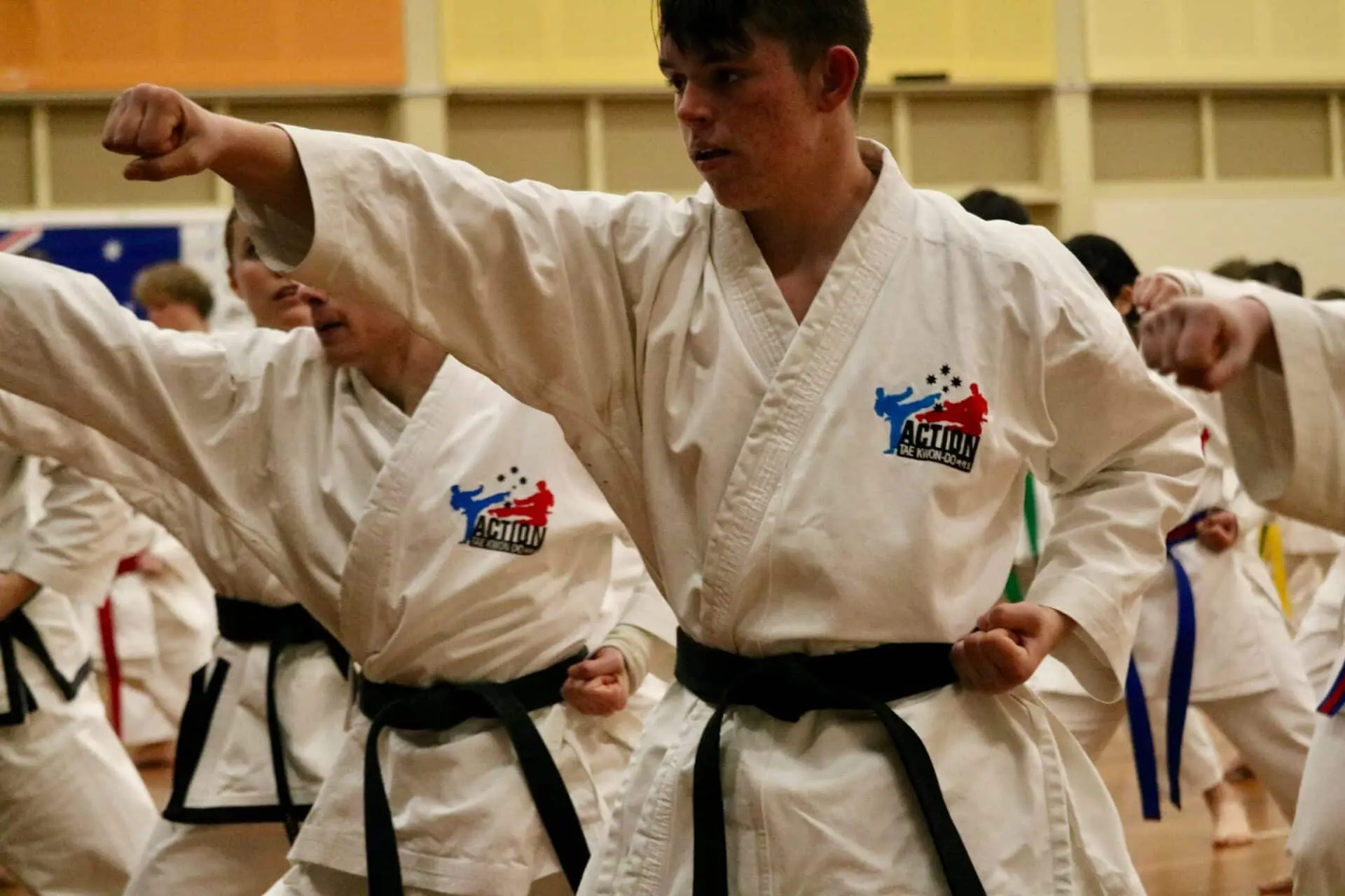 Black belt adult & teenager students of Action Tae Kwon-Do.