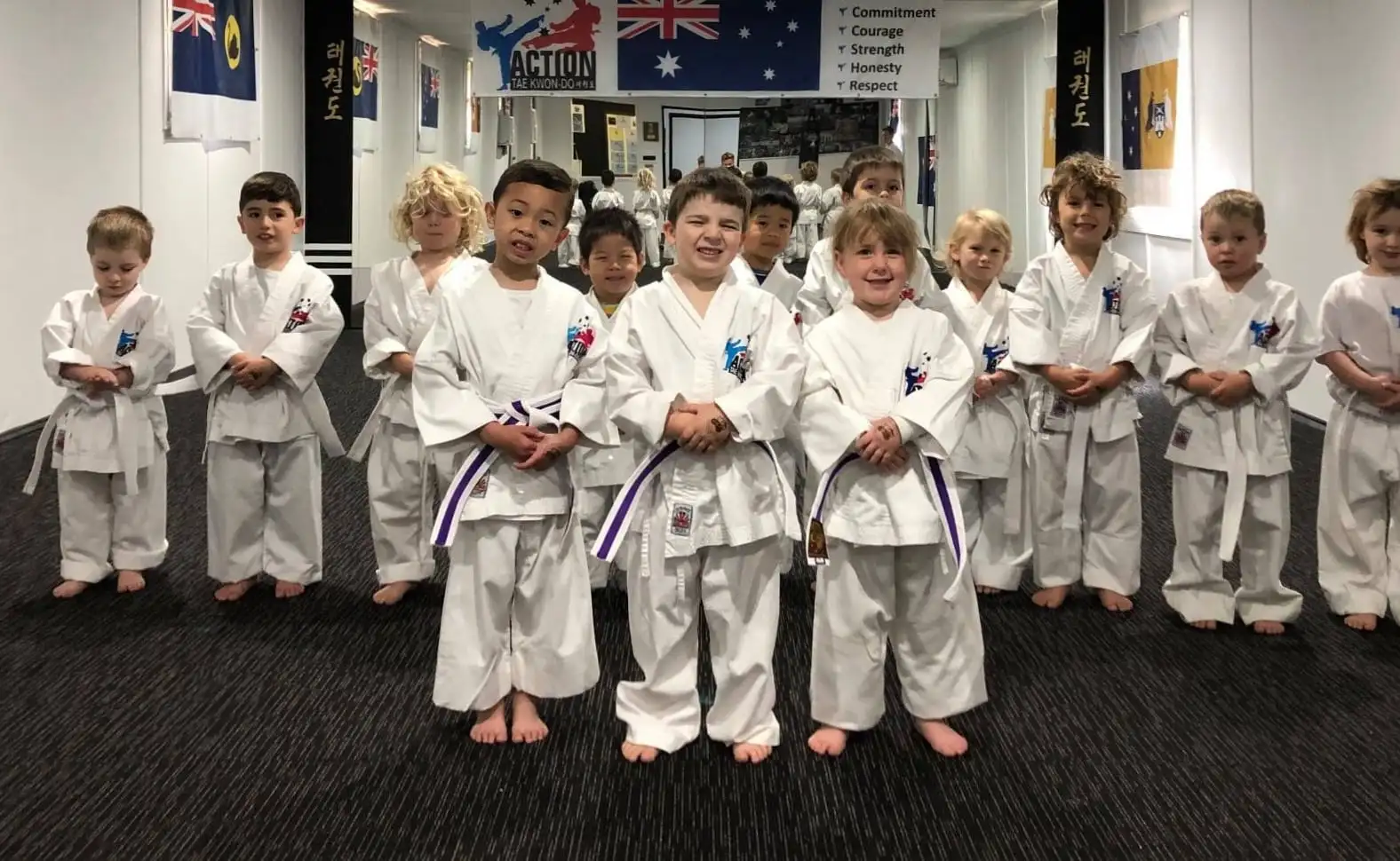 Action Taekwondo tigers students.